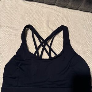 Lululemon Navy Free to be Serene sports bra.